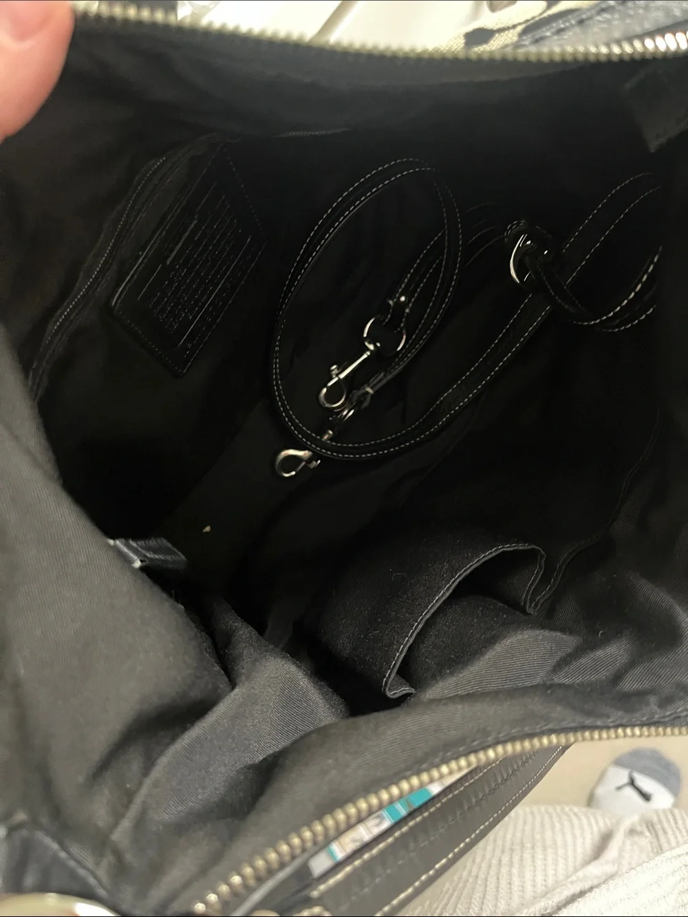 Vintage Y2K Coach Monogram Canvas Hobo Shoulder in Black and Tan